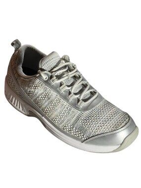Orthofeet Womens Wide Fit Sneakers Size 12 D Silver/Gray Knit Mesh